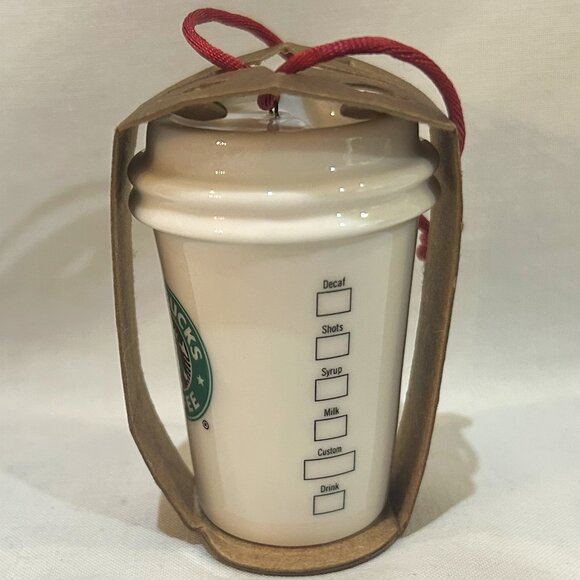 Starbucks 2006 Holiday Mini Ceramic To Go Cup Christmas Tree Ornament - Picture 5 of 8